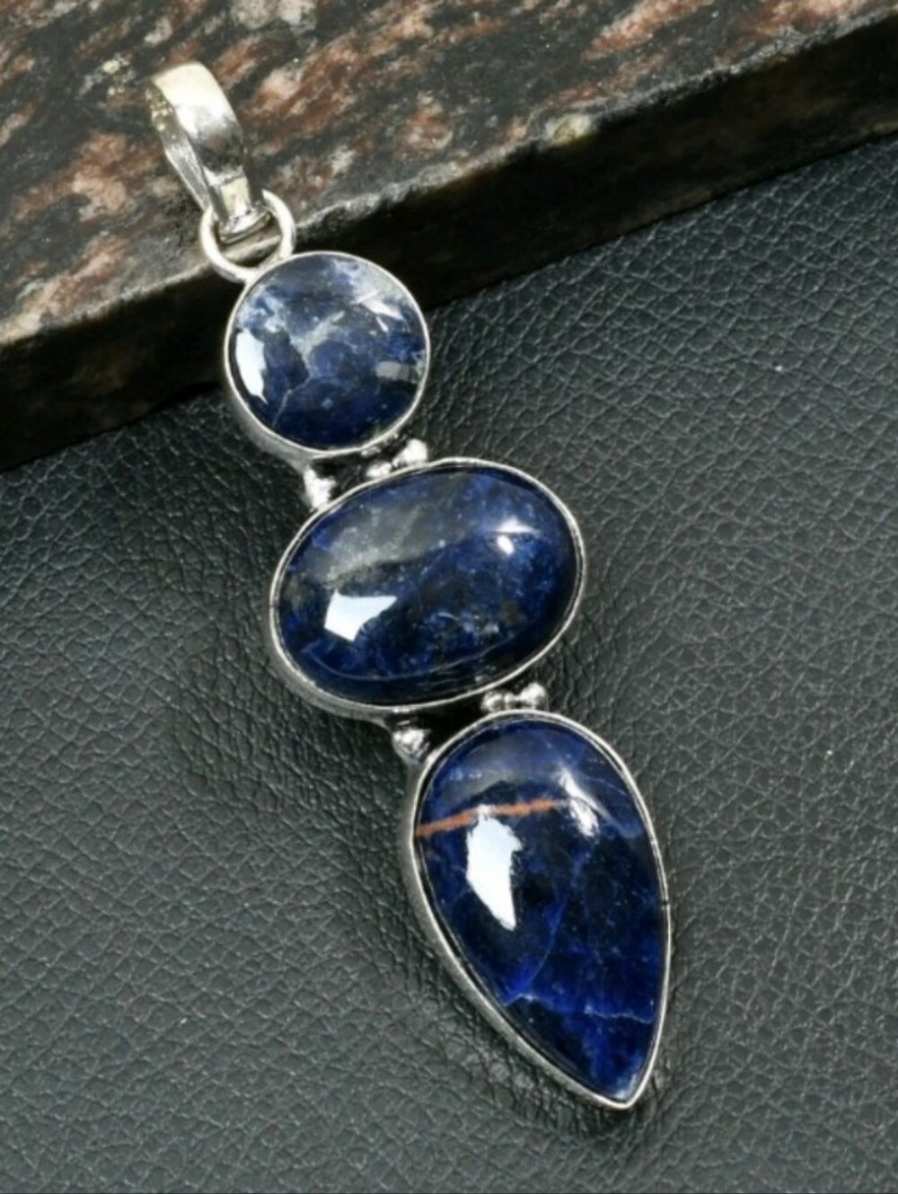 Sodalite Gemstone Jewelry 925 Sterling Silver Handmade Pendant Necklace